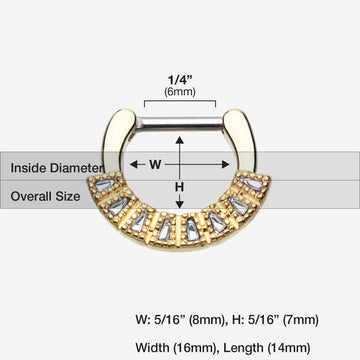 Detail View 1 of Golden Sabre Arc Septum Clicker-Clear Gem
